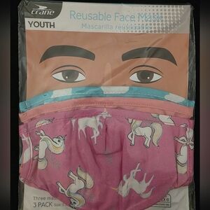 Youth Unicorn Face Mask Set - Pink and Blue